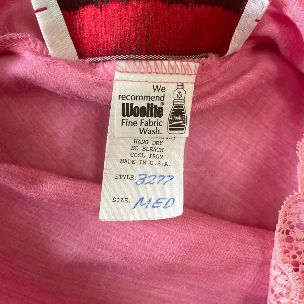 Vintage Designer Fernando Sanchez Pink Ornate Lace Detail Maxi Slip Dress Gown - Picture 14 of 15